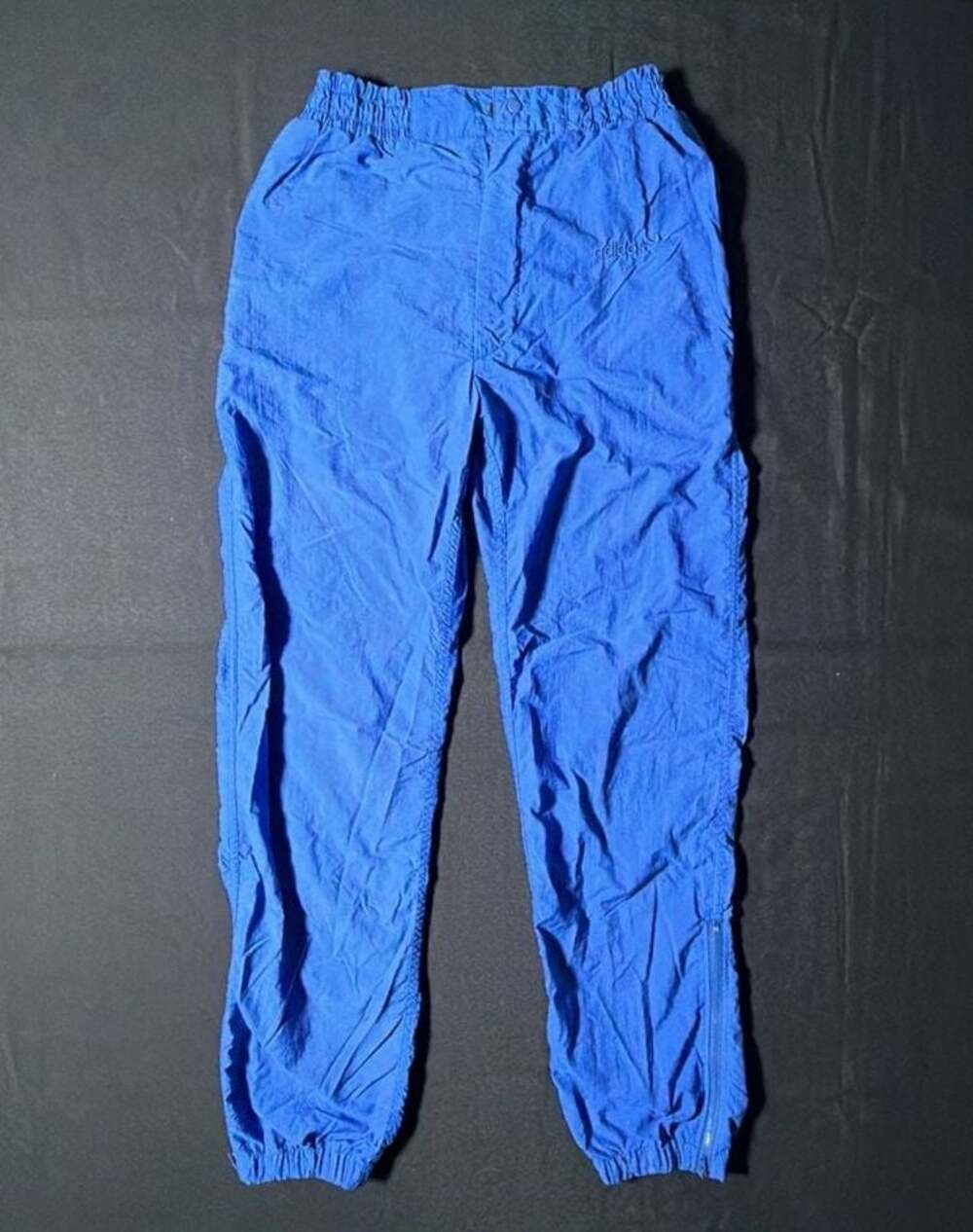 Vintage Adidas 90s Nylon Track Pants Blue Zip Ankle